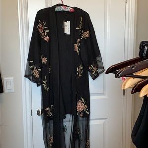 Anthropologie floral beaded duster